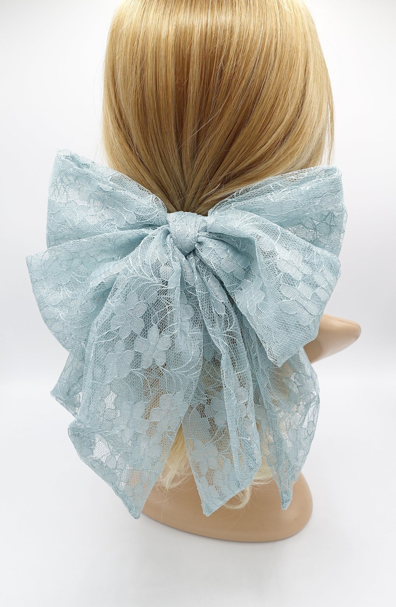 veryshine.com Barrette (Bow) Mint giant lace hair bow, bridal hair bow, VeryShine hair bow for women