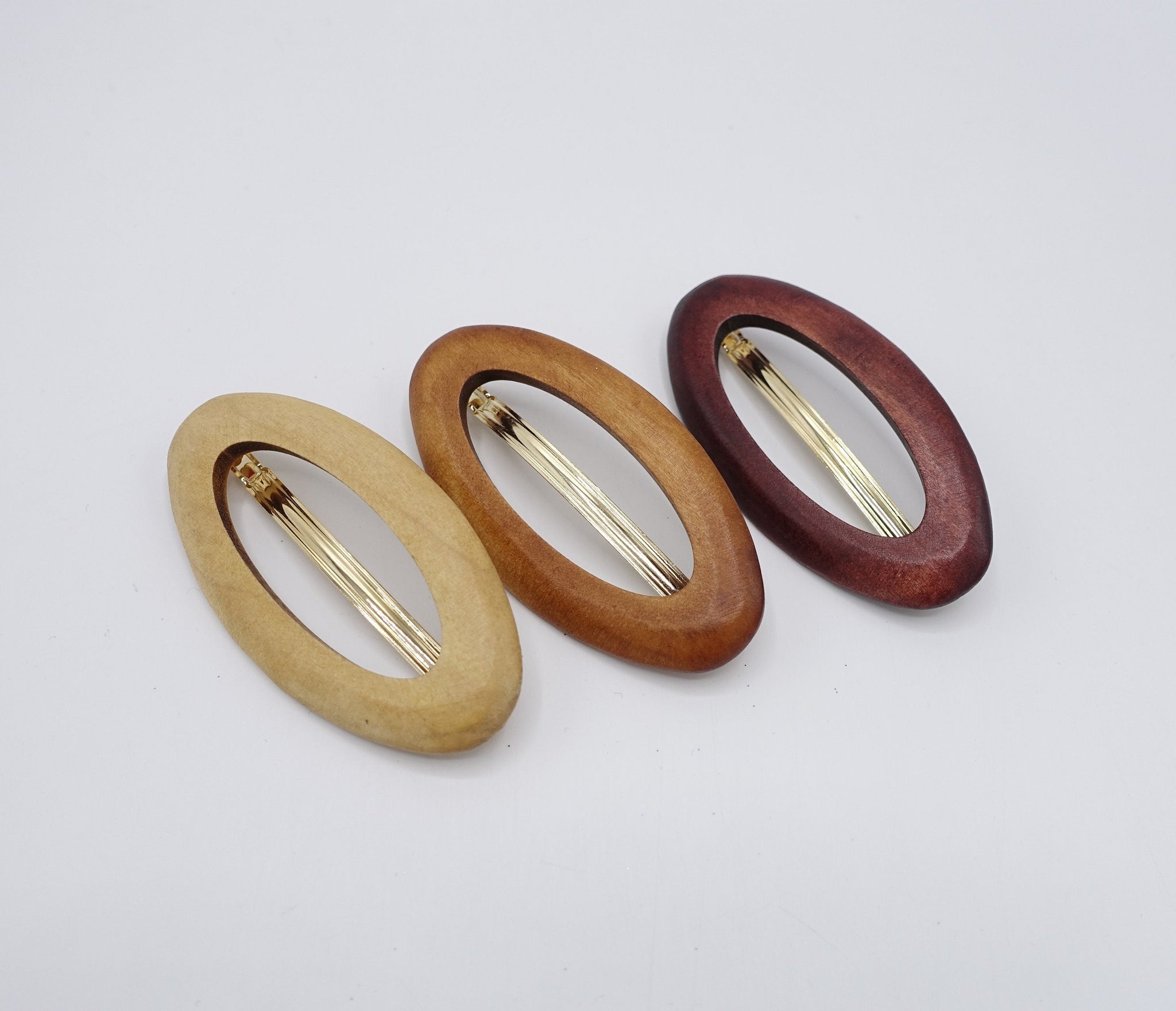 veryshine.com Barrette (Bow) oval wood barrette natural hair accessory for women