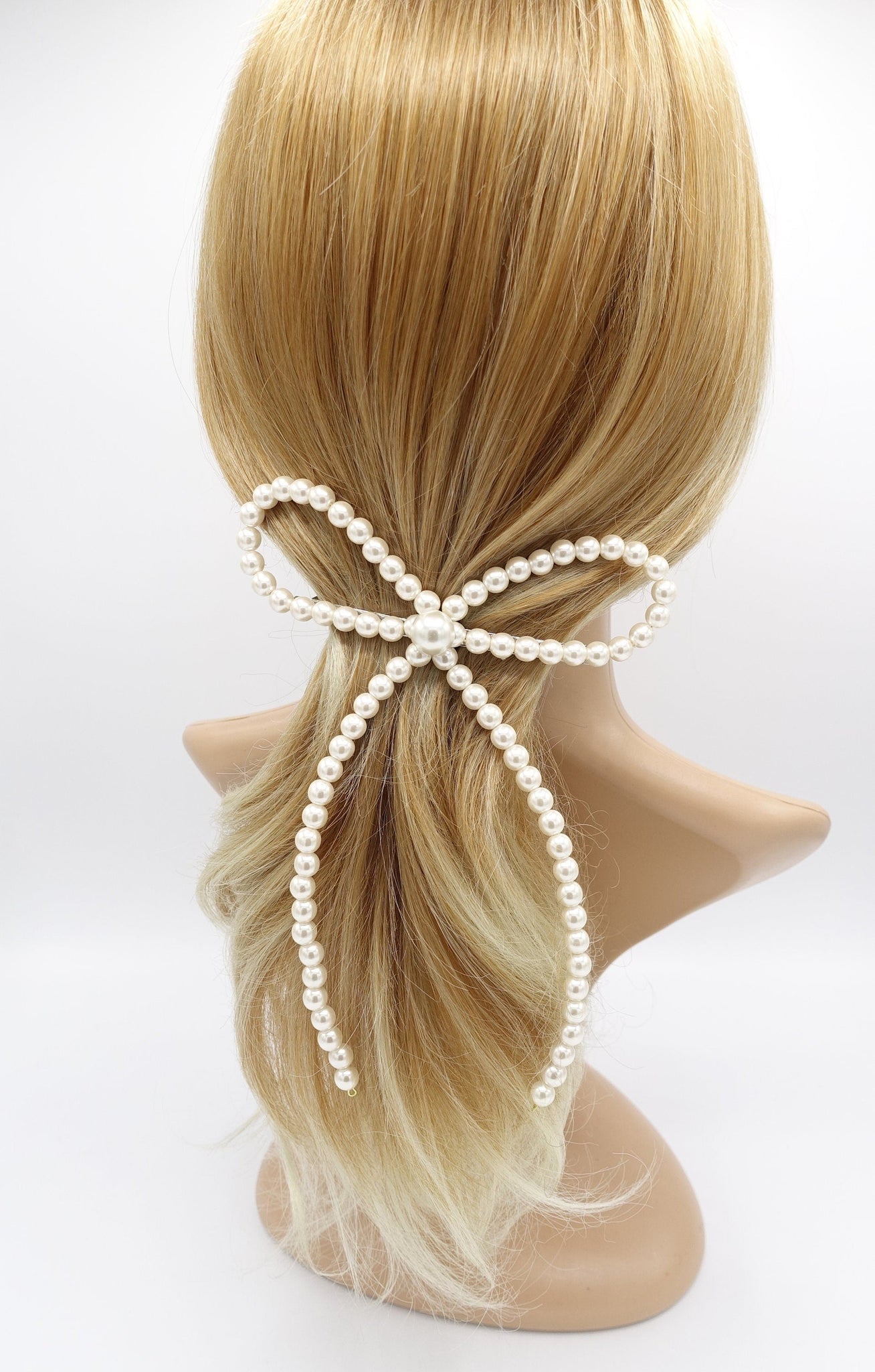 veryshine.com Barrette (Bow) pearl bow barrette, pearl ribbon bow barrette for women