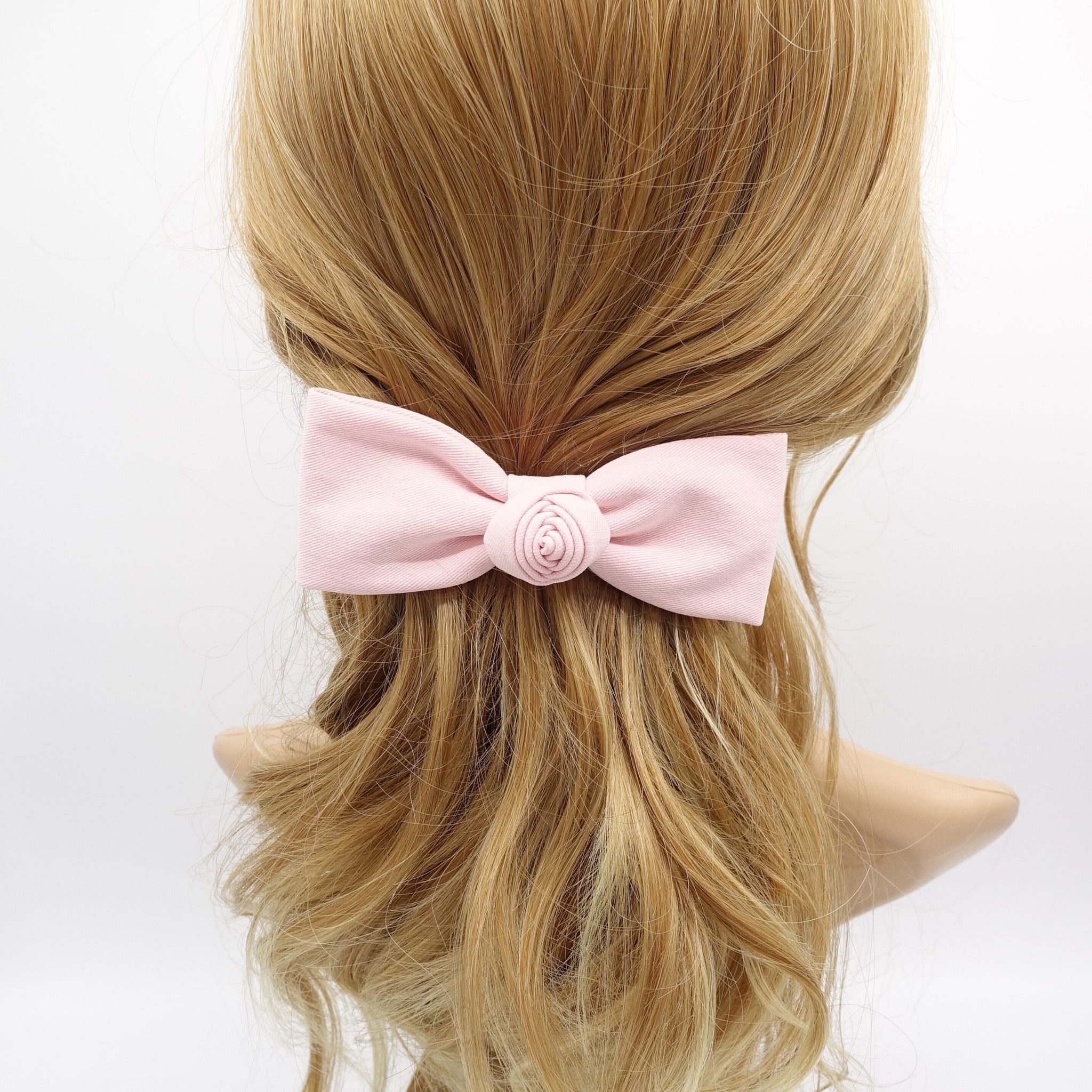 veryshine.com Barrette (Bow) Pink flower end hair bow, pastel hair bow for women