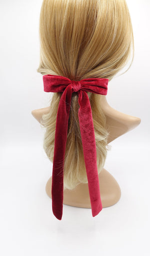 veryshine.com Barrette (Bow) Red vevlet long tail bow barrette, velvet bow barrette, long tail hair barrette