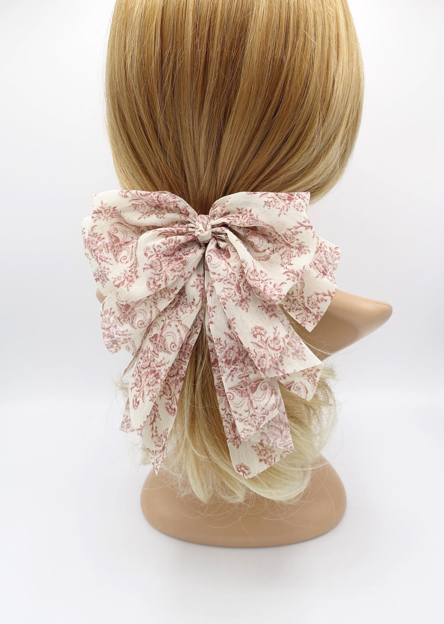veryshine.com Barrette (Bow) Red wine floral hair bow, paisley hair bow, floral paisley hair bow for women