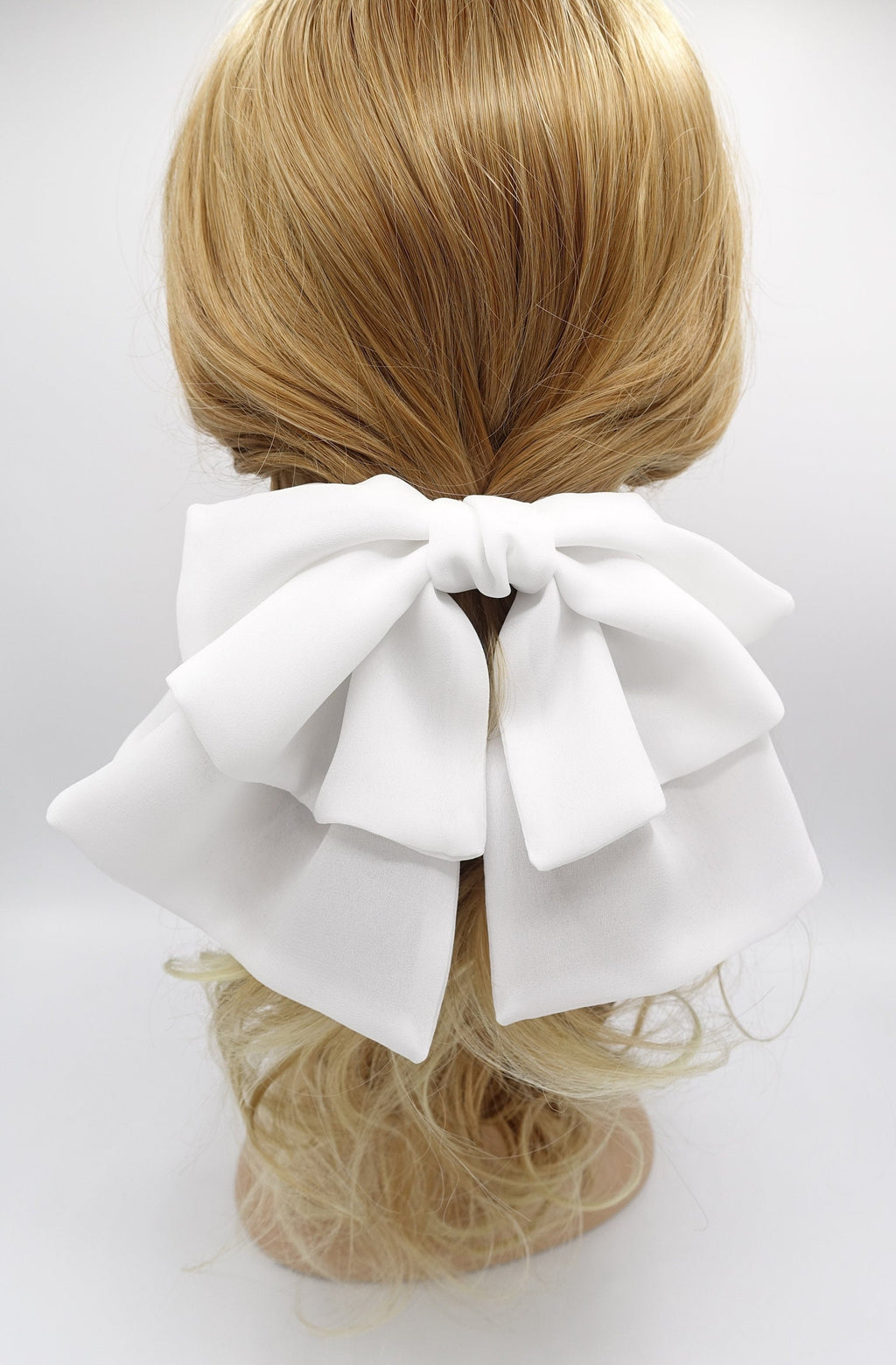 veryshine.com Barrette (Bow) White flair hair bow, large hair bow, chiffon hair bow for women