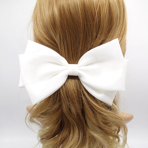 veryshine.com Barrette (Bow) White large satin hair bow, basic style hair bow for women