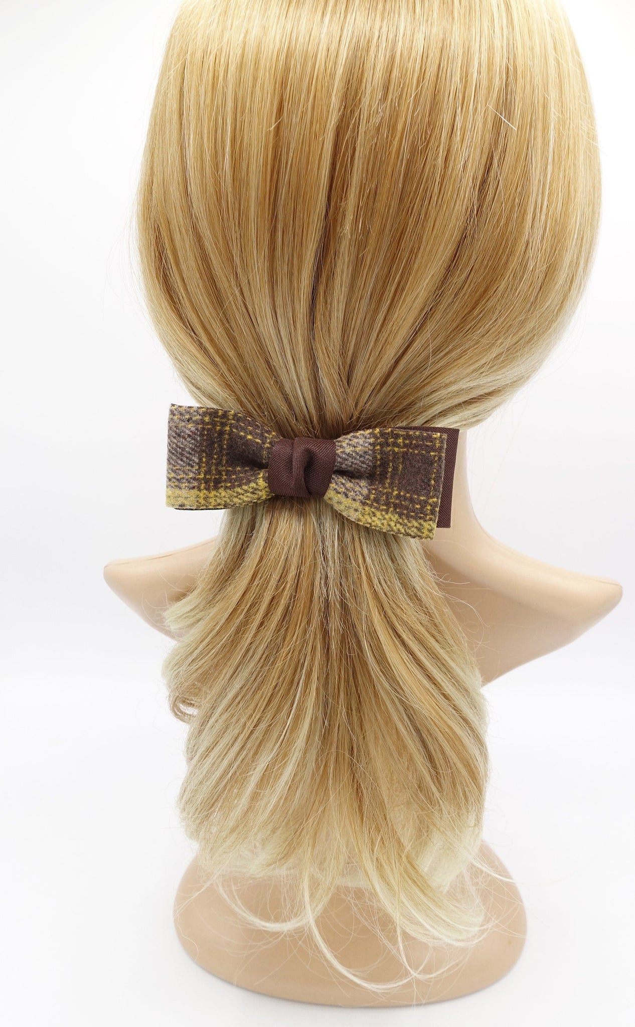 veryshine.com Barrette (Bow) woolen hair bow, plaid check bow, Fall Winter hair bow for women