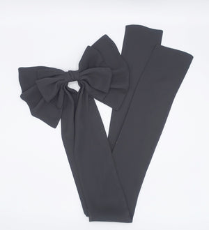 veryshine.com Bridal acc. Black chiffon long hair bow, bridal hair bow, layered hair bow for women
