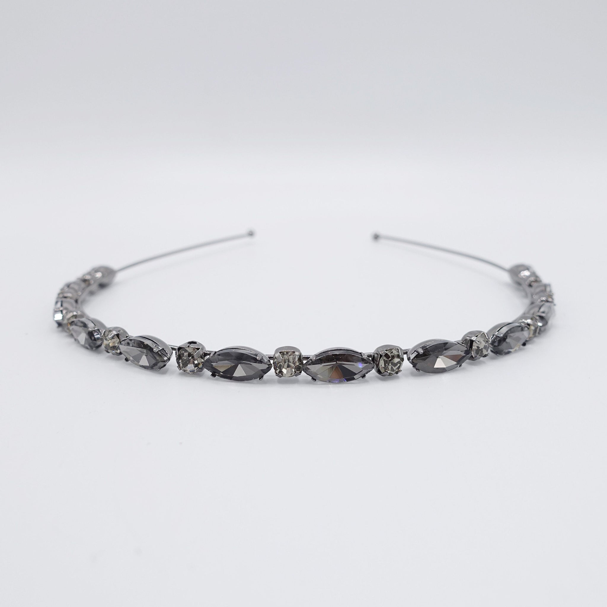veryshine.com Bridal acc. Black diamond oval glass headband, bling headband, event headband for women