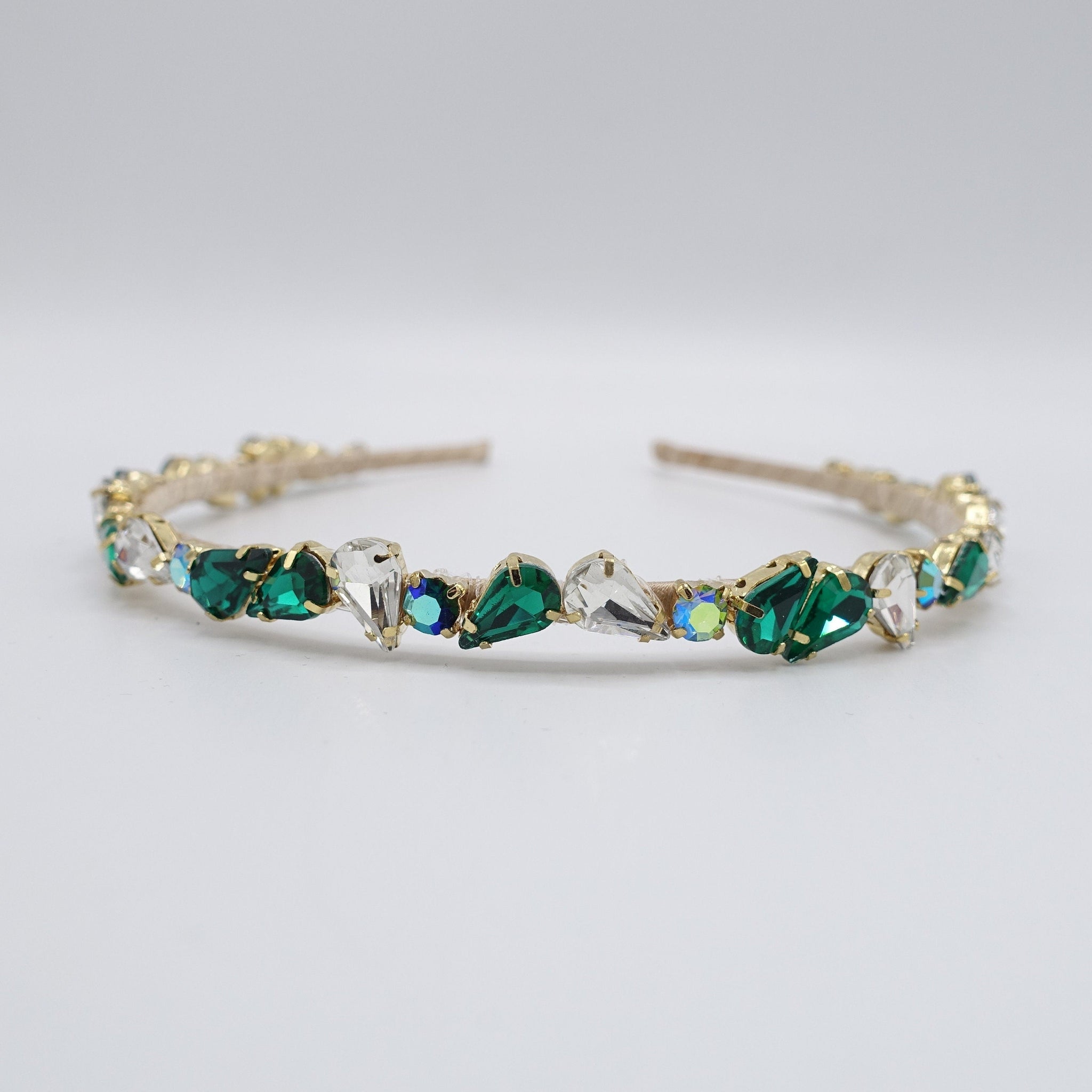 veryshine.com Bridal acc. Emerald waterdrop headband, luxury crystal headband, dress headband for women