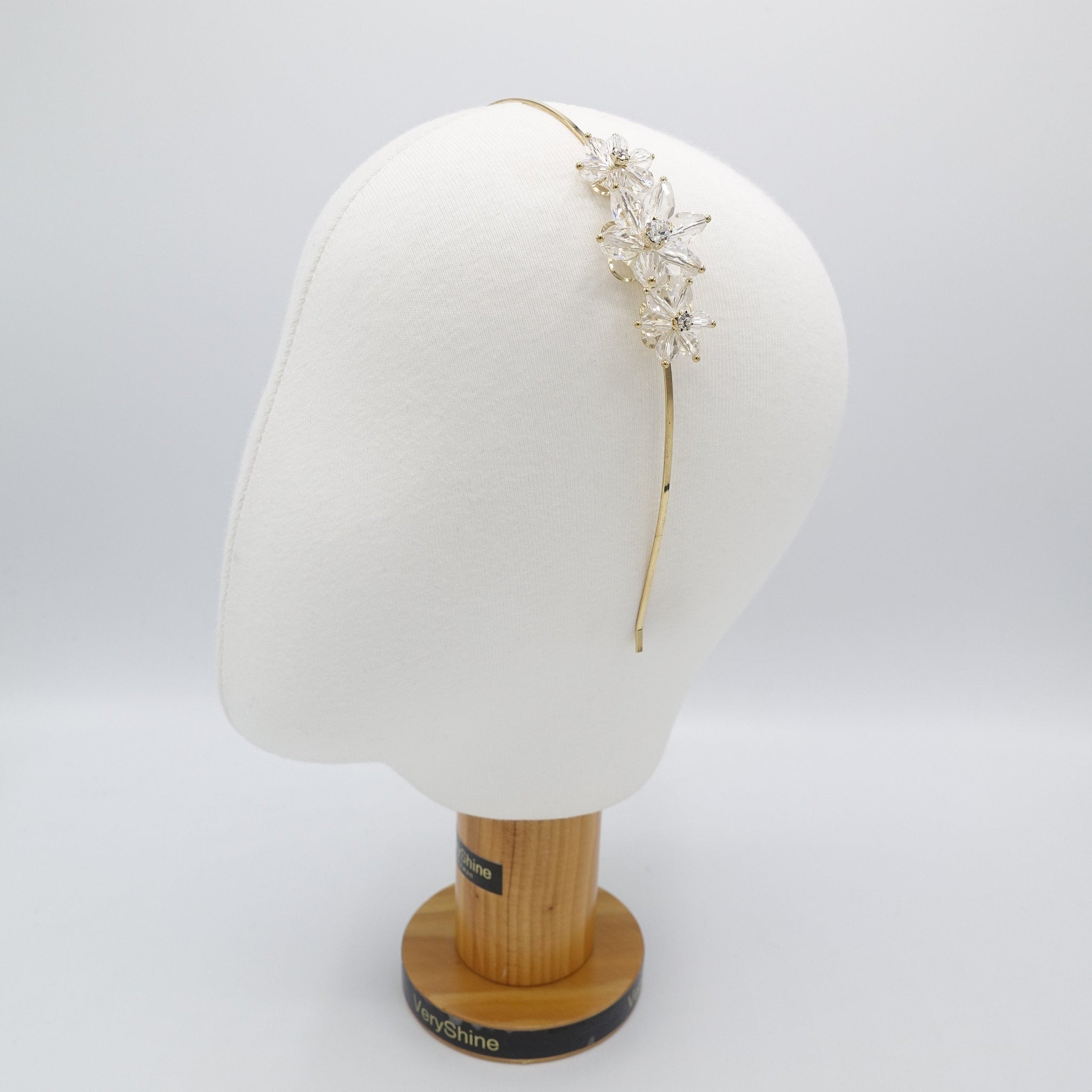 veryshine.com Bridal acc. flower headband, glass flower headband, bridal headband, glass petal hair accessory for women