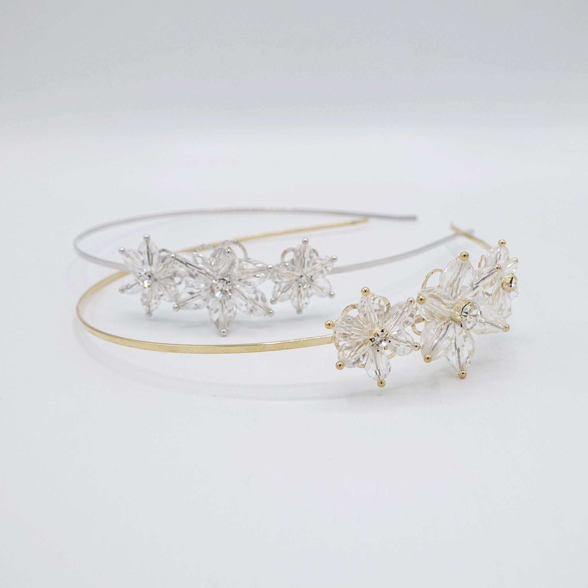 veryshine.com Bridal acc. flower headband, glass flower headband, bridal headband, glass petal hair accessory for women
