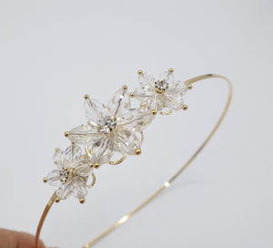 veryshine.com Bridal acc. Gold flower headband, glass flower headband, bridal headband, glass petal hair accessory for women