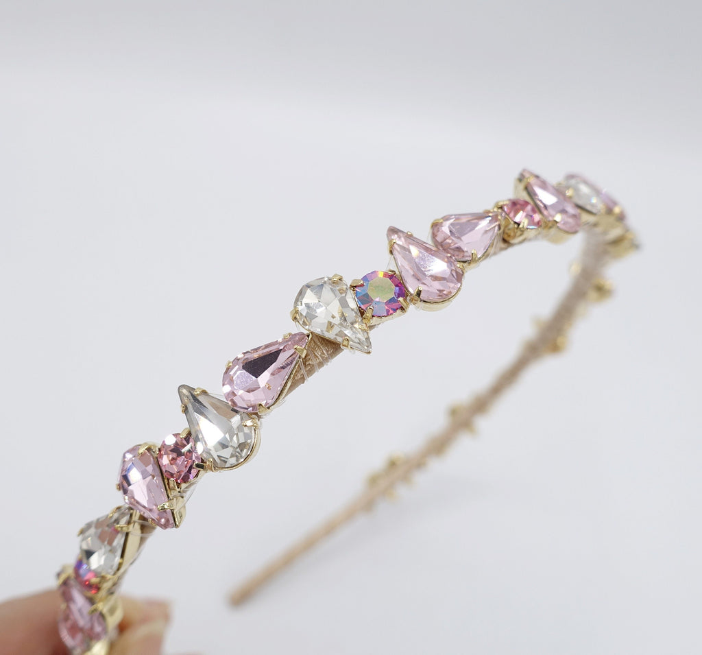 veryshine.com Bridal acc. Pink waterdrop headband, luxury crystal headband, dress headband for women