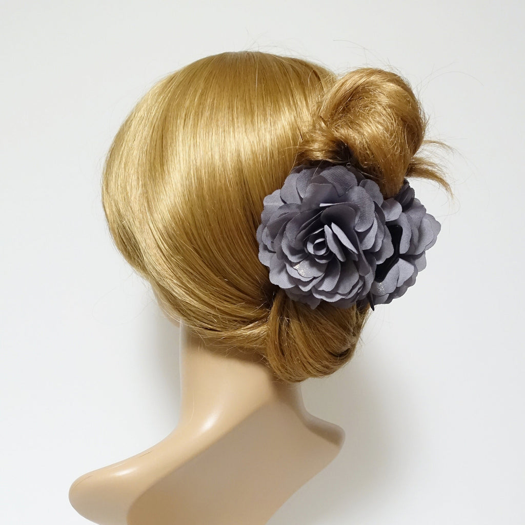 veryshine.com claw/banana/barrette Gray Glittering petal flower decorated hair jaw claw women hair accessory