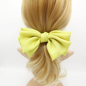 veryshine.com claw/banana/barrette Yellow green satin hair bow triple wing women hair accessory french barrette