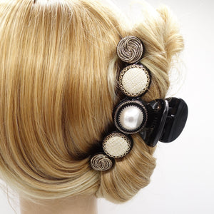 veryshine.com Hair Claw Black button hair claw, pearl hair claw, luxury style hair claw for women