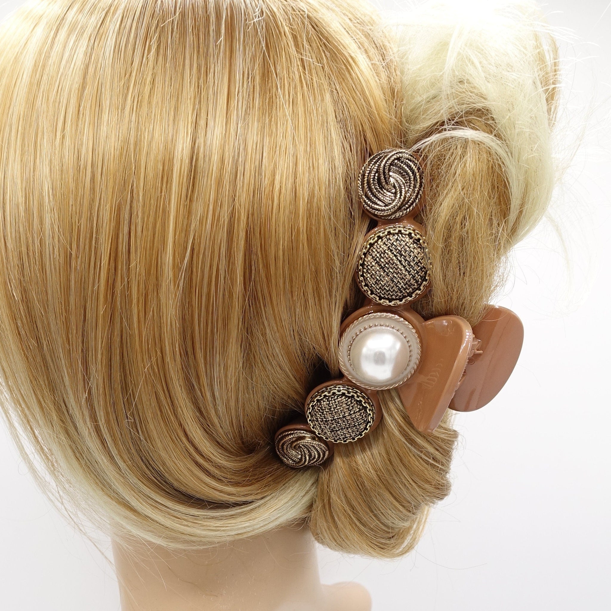 veryshine.com Hair Claw button hair claw, pearl hair claw, luxury style hair claw for women
