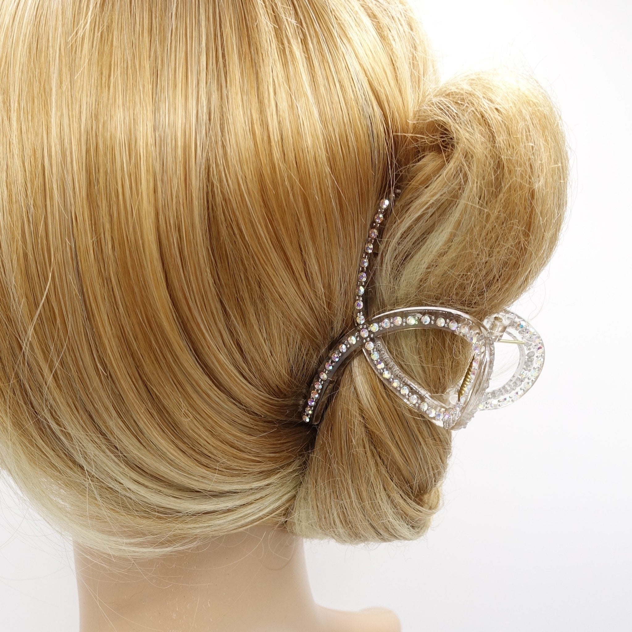 veryshine.com Hair Claw Clear AB Rhinestoe ribbon hair claw, bling hair accessory for women