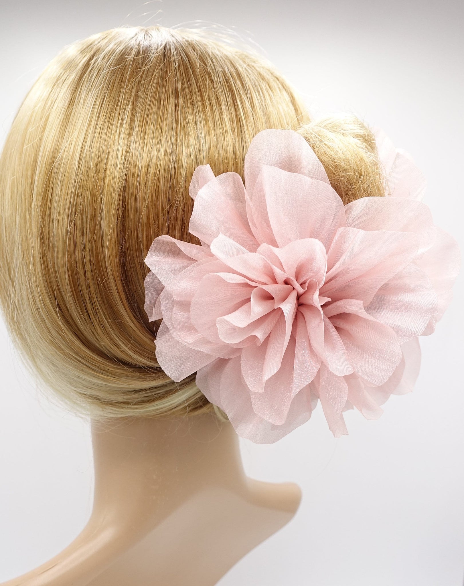 veryshine.com Hair Claw Pink organza flower hair claw, big flower hair claw for women