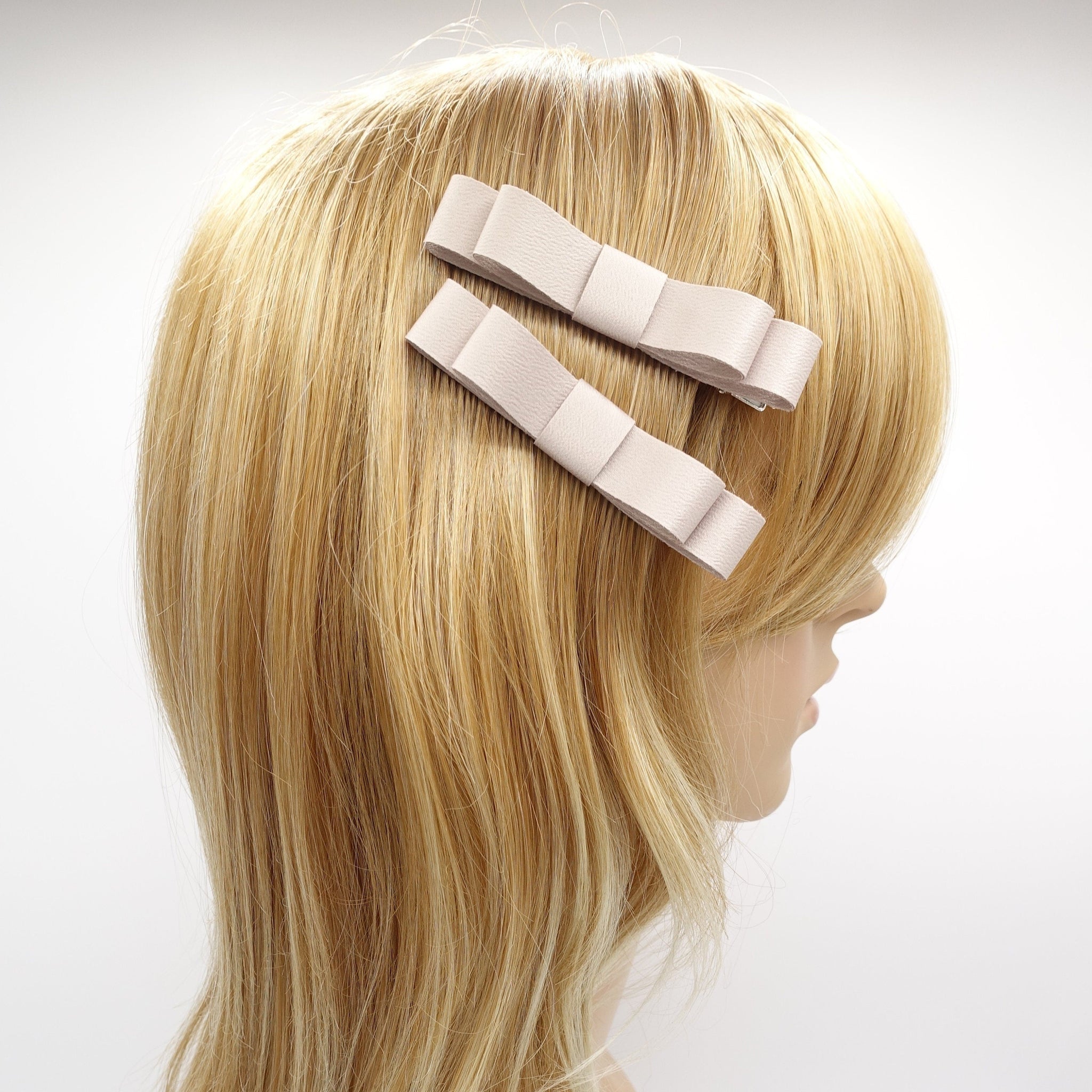 veryshine.com Hair Clip Beige satin hair bow set, a pair of satin hair bows
