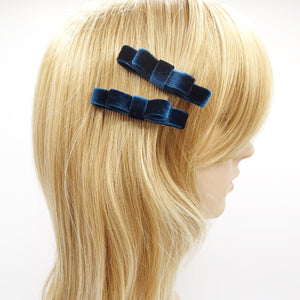veryshine.com Hair Clip Blue green velvet hair bow set, a pair of velvet hair bows
