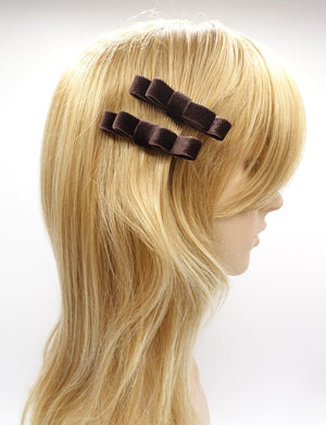 veryshine.com Hair Clip Brown velvet hair bow set, a pair of velvet hair bows