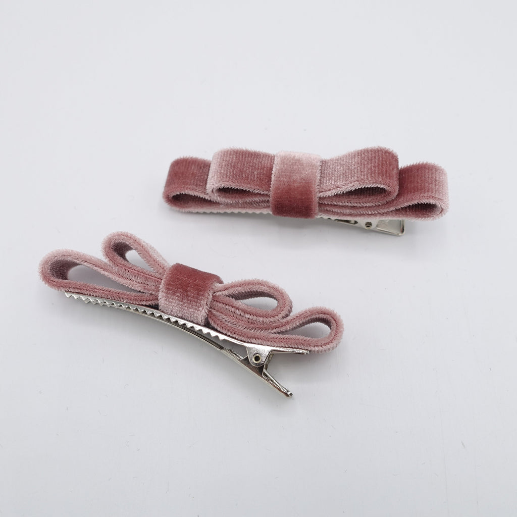 veryshine.com Hair Clip Pink velvet hair bow set, a pair of velvet hair bows