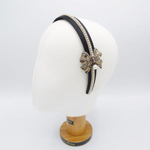 veryshine.com Headband antique bow headband, metal bow headband, pearl rhinestone headband for women roque pattern antique hair accessory for women