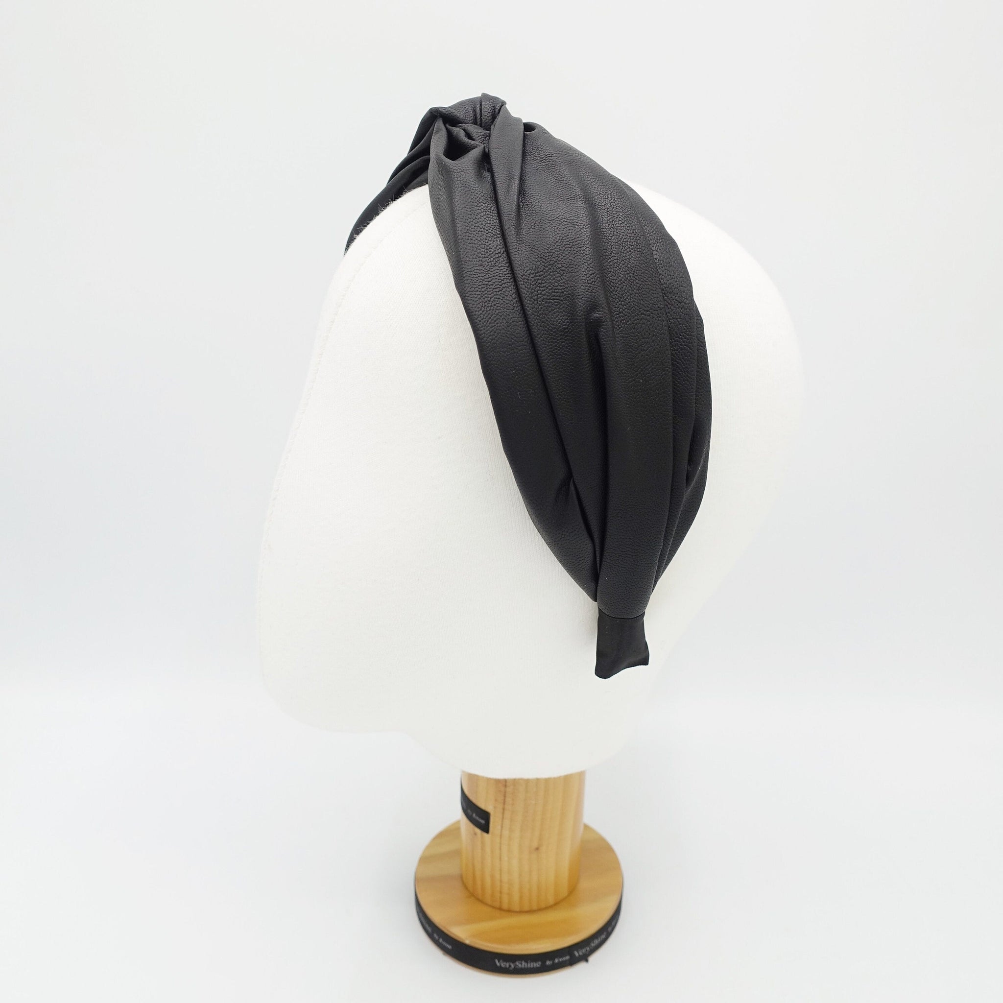veryshine.com Headband Black faux leather cross headband Autumn Winter hairband for women