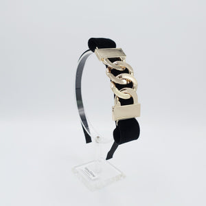 veryshine.com Headband Black golden chain embellished velvet headband simple hairband hair accessory for women