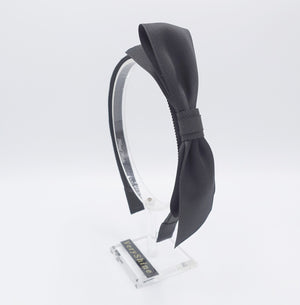 veryshine.com Headband Black satin bow headband, grosgrain headband for women