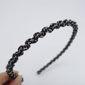 veryshine.com Headband Black tweed wave headband thin metal hairband for women