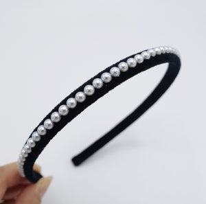 veryshine.com Headband Black velvet pearl headband, velvet wrap headband, casual headband for women