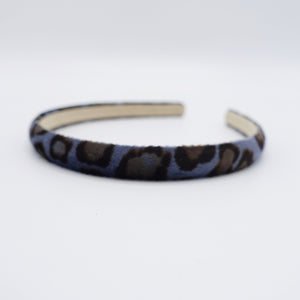 veryshine.com Headband Blue narrow velvet headband leopard print hairband