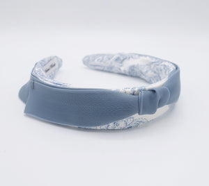 veryshine.com Headband Blue organza bow headband, baroque print headband, designer headband for women