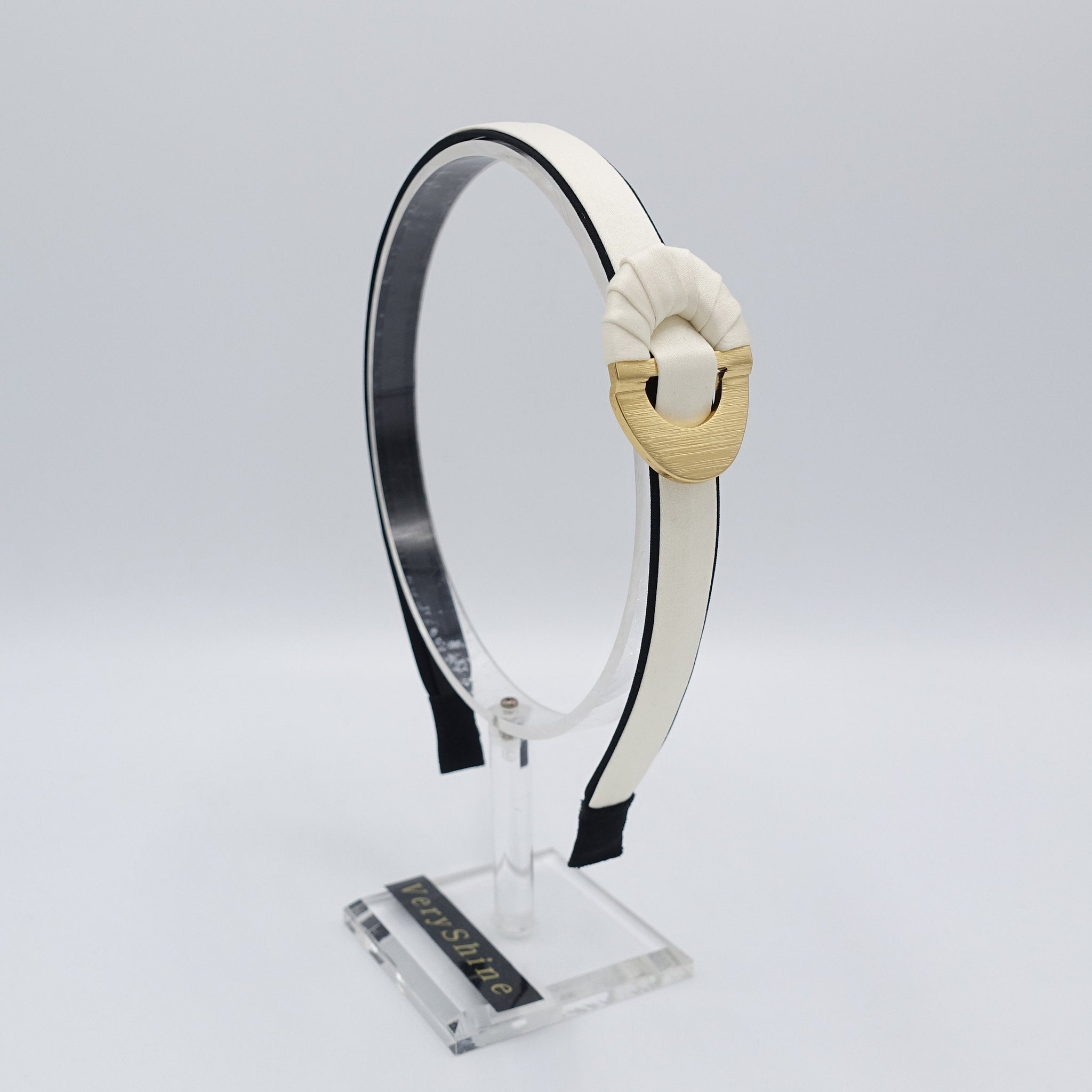 veryshine.com Headband Cream white golden buckle headband, satin headband, stylish headband for women