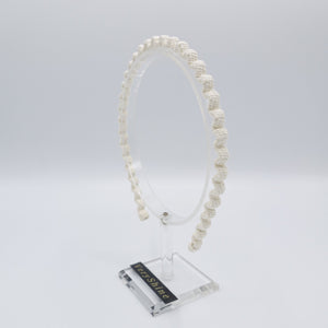 veryshine.com Headband Cream white tweed wave headband thin metal hairband for women