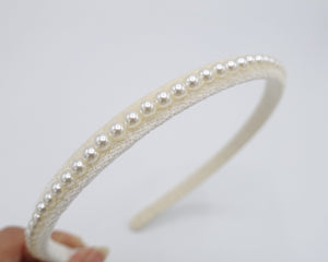 veryshine.com Headband Cream white velvet pearl headband, velvet wrap headband, casual headband for women