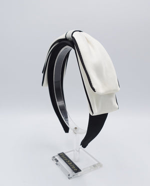 veryshine.com Headband Crean white satin bow headband, layered bow headband, classy headband