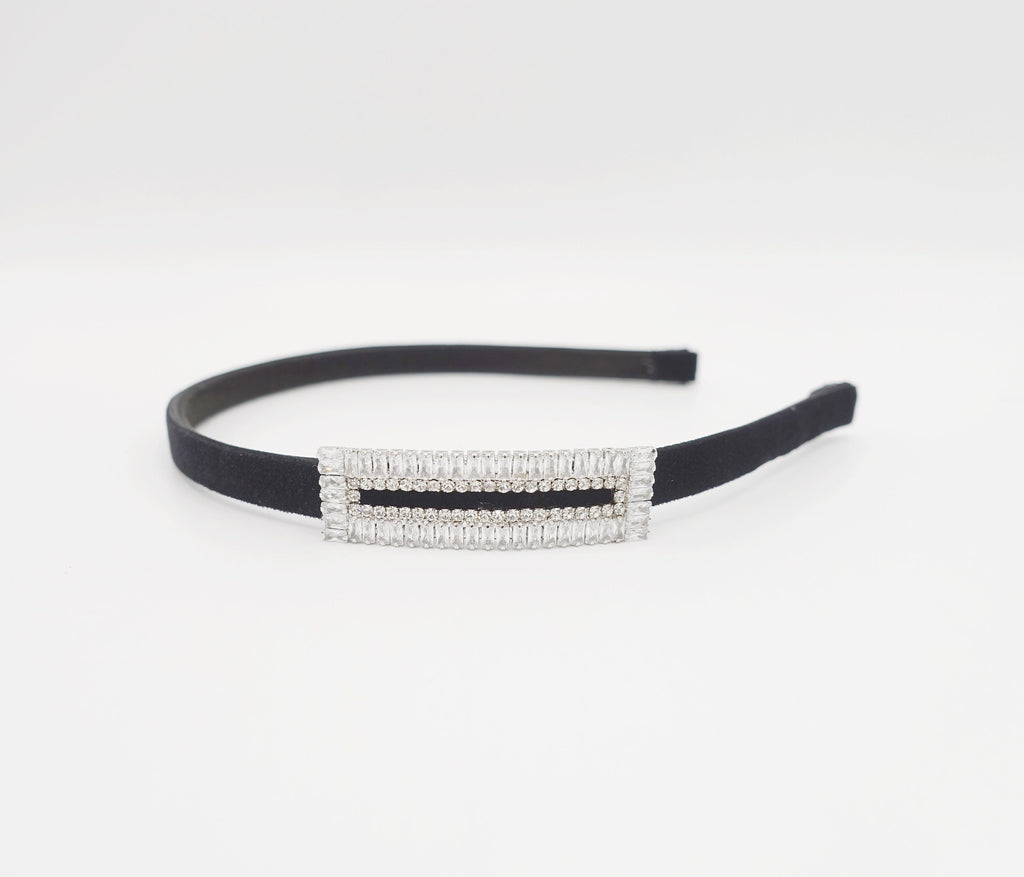 veryshine.com Headband cubic zircornia plate embellished velvet headband simple bling hairband luxury women hair accessory
