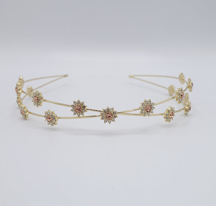 rhinestone flower headband, bling jewel cross headband for women