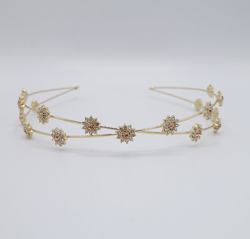 rhinestone flower headband, bling jewel cross headband for women display picture 1