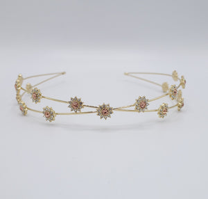 veryshine.com Headband Gold rhinestone flower headband, bling jewel cross headband for women