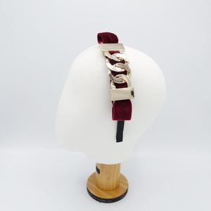 veryshine.com Headband golden chain embellished velvet headband simple hairband hair accessory for women