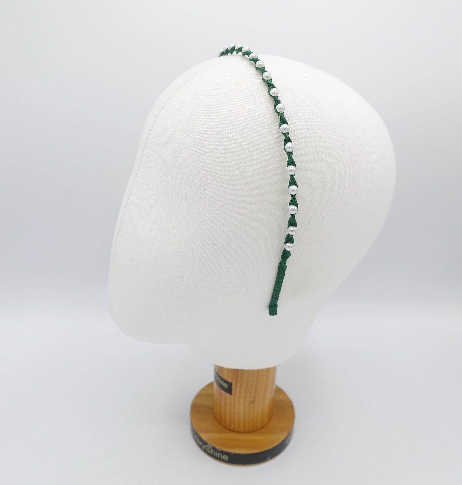 veryshine.com Headband Green pearl thin headband, pearl twist headband , causual headband for women