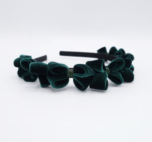 veryshine.com Headband Green velvet bow headband, tiny bow embellished headband for women