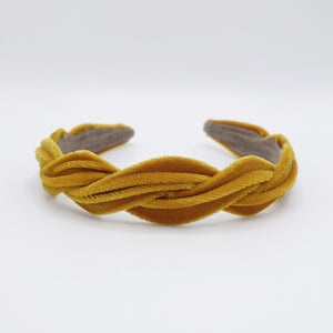 veryshine.com Headband Mustard velvet narrow wave headband  for women