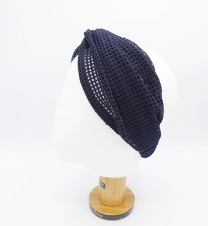 veryshine.com Headband Navy mesh turban headband for women