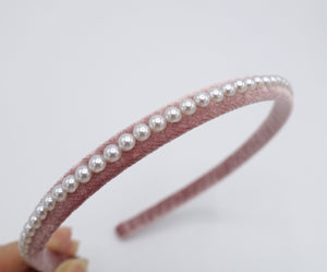 veryshine.com Headband Pink velvet pearl headband, velvet wrap headband, casual headband for women
