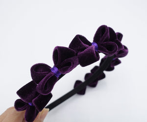 veryshine.com Headband Purple velvet bow headband, tiny bow embellished headband for women