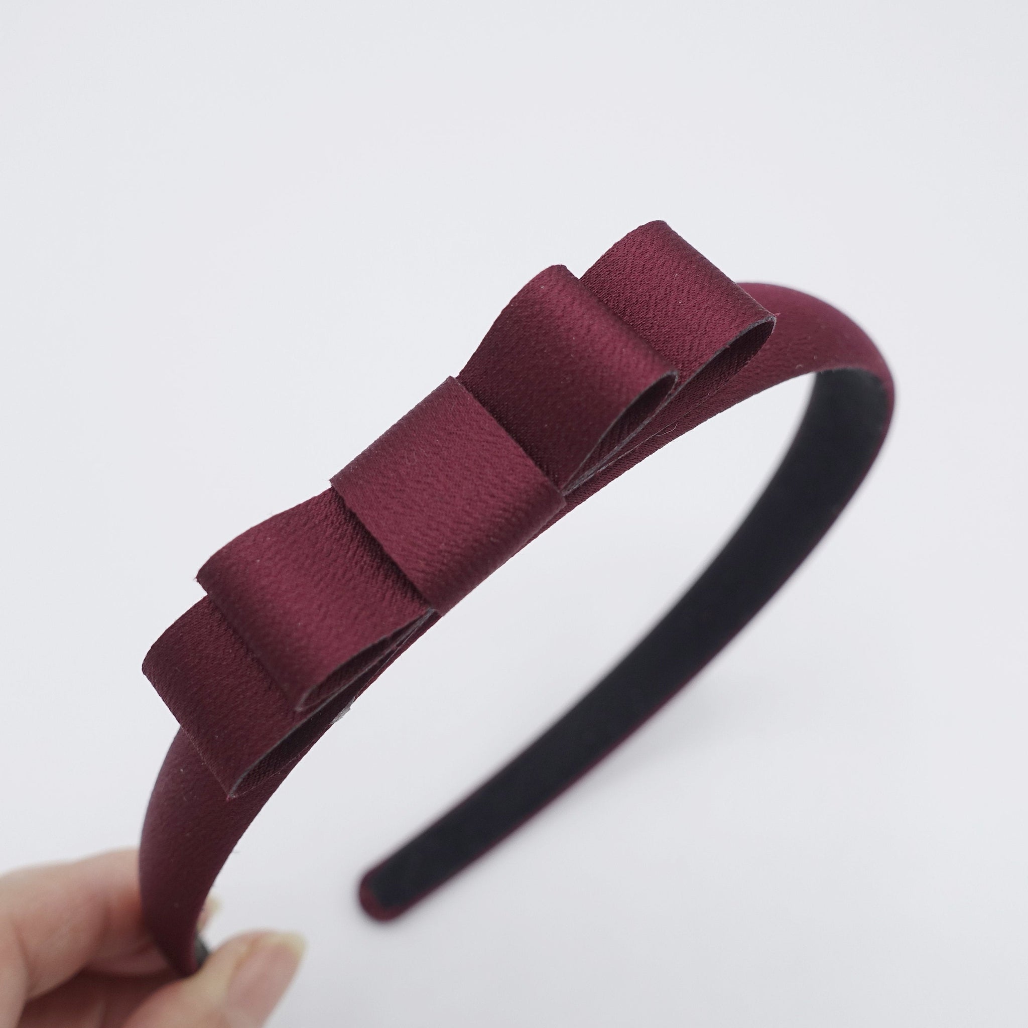 veryshine.com Headband Red wine satin bow headband, simple headband for women